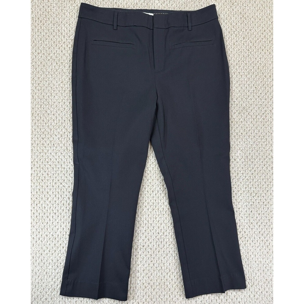 Anthropologie Maeve Pant Women 12P Black Crop Essential Slim Kick Flare HighRise